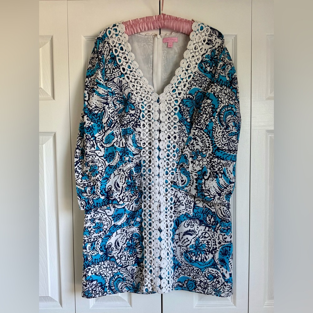 Lilly Pulitzer Blue and White Long Sleeve Dress